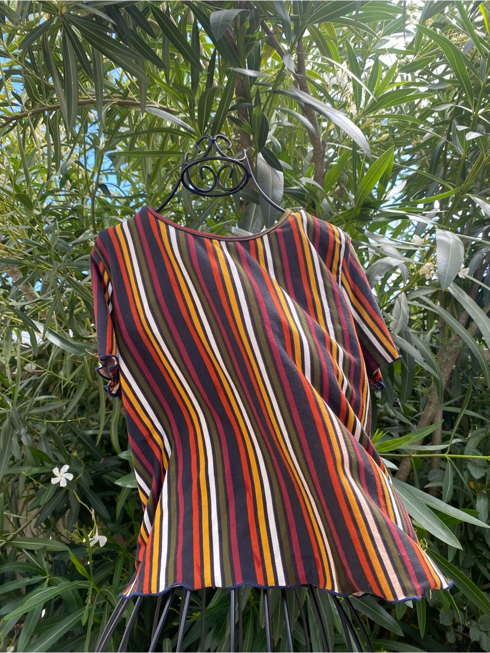 Caution To The Wind Striped Mini Dress in Burgundy, Orange, Yellow, Cream, Black